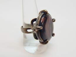 Artisan 925 Sterling Silver Hammered Open Circle & Agate Statement Rings 24.4g alternative image