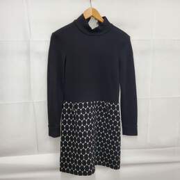 Milly of New York Wool & Silk Lining Midi Black & Pattern Dress Size 8