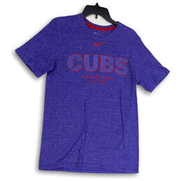 Mens Blue Chicago Cubs Short Sleeve Crew Neck Pullover T-Shirt Size M