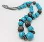 Artisan 925 Faceted Faux Turquoise & Bali Ball & Disc Graduated Beaded Statement Necklace 89.2g image number 3