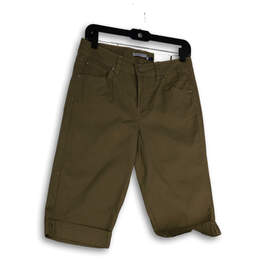 NWT Womens Tan Flat Front Stretch Pockets Straight Leg Capri Pants Size 6
