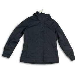 Womens Black Long Sleeve Mock Neck Pockets Hooded 3-in-1 Full-Zip Jacket Size XL