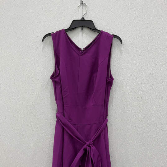 NWT Womens Purple Sleeveless V-Neck Regular Fit Back Zip Mini Dress Size 14 image number 3