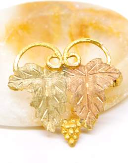 10K Yellow & Rose Gold Etched Leaf Pin/Brooch 1.8g