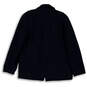 Mens Black Long Sleeve Pockets Notch Lapel One Button Wool Coat Size Large image number 2