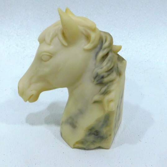 Vtg 1999 Enesco Corp Carved Marble Horse Head Bookends image number 4