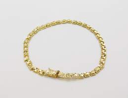 Fancy 14k Yellow Gold Diamond Cut Panel Link Bracelet 4.5g