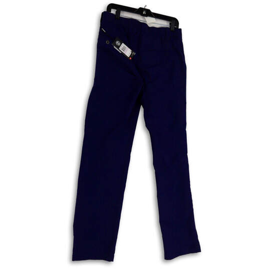 NWT Mens Blue Flat Front Slash Pockets Straight Leg Chino Pants Size 32x34 image number 2