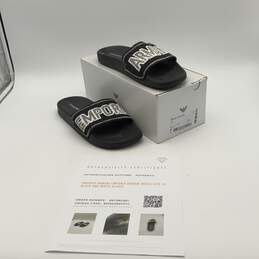 NIB Emporio Armani Mens Black White Open Toe Slip On Slide Sandals Size 12/COA alternative image