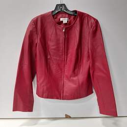 Newport News Women's Red Leather Jacket Size 12