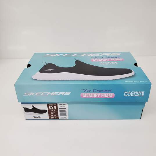 NWT Skechers WM's Air Cooled Memory Foam Ultra Flex Black Slip On Sneakers Size 9 w Original Box image number 6