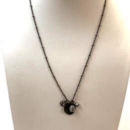 Designer Liz Palacios Sliver-Tone Stylish Link Chain Floral Charm Necklace