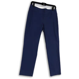 Womens Blue Flat Front Elastic Waist Pull-On Stretch Trouser Pants Size 8P
