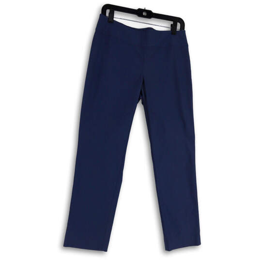 Womens Blue Flat Front Elastic Waist Pull-On Stretch Trouser Pants Size 8P image number 1