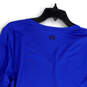 Womens Blue V-Neck Long Sleeve Activewear Pullover T-Shirt Size Large image number 2