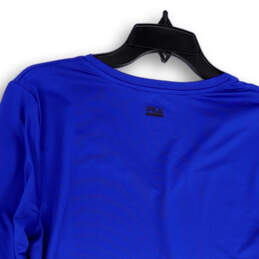 Womens Blue V-Neck Long Sleeve Activewear Pullover T-Shirt Size Large alternative image