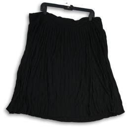 Calvin Klein Womens Black Pleated Side Zip Knee Length A-Line Skirt Size 0X