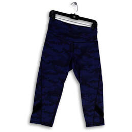 Womens Blue Black Camouflage High Waist Pull-On Capri Leggings Size Medium