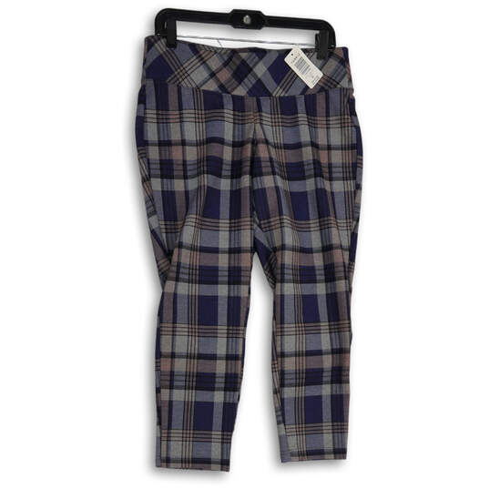 NWT Womens Blue Gray Plaid Pixie Knitted Pull-On Ankle Pant Size 00 image number 2
