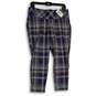 NWT Womens Blue Gray Plaid Pixie Knitted Pull-On Ankle Pant Size 00 image number 2
