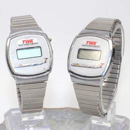 Pair of Vintage TWA (Trans World Airlines) Digital Wristwatches