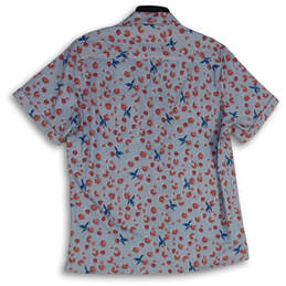 NWT Mens Blue Pink Floral Spread Collar Short Sleeve Button Up Shirt Size M alternative image