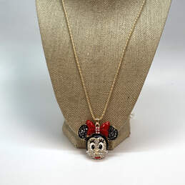 Designer Betsey Johnson Gold-Tone Chain Minnie Mouse Pendant Necklace