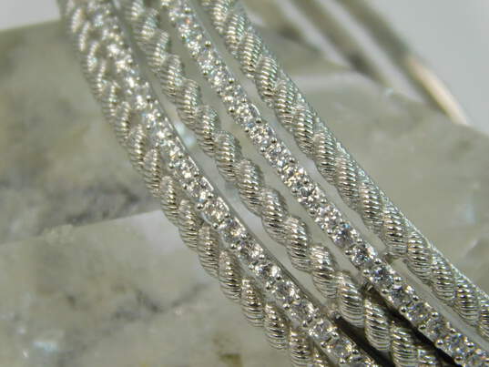 Judith Ripka 925 Sterling Silver Pave CZ Hinged Bangle Bracelet 30.6g image number 1