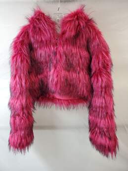 Azalea Wang Akira Pink Gracelle Faux Fur Cropped Jacket Size S