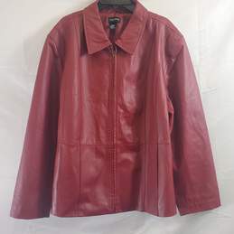 Maggie Barnes Women Red Leather Jacket Sz 4X