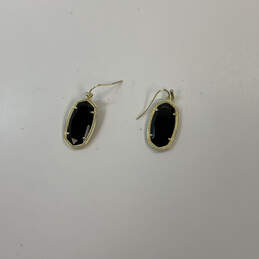Designer Kendra Scott Gold-Tone Fish Hook Black Stone Drop Earrings w/ Bag alternative image