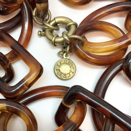 Designer J. Crew Gold-Tone Brown Fashionable Large Link Chain Necklace image number 4