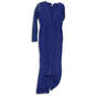 Womens Blue Long Sleeve V-Neck Snap Wide-Leg One Piece Jumpsuit Size M image number 1