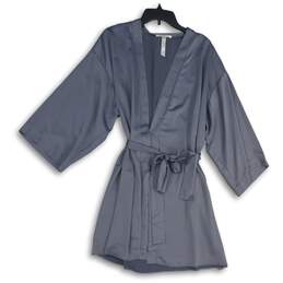 Womens Gray Long Sleeve V-Neck Belted Robe Size Large/Medium