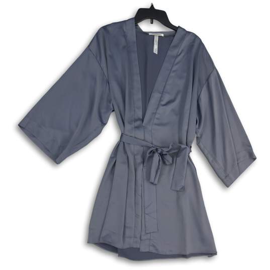 Womens Gray Long Sleeve V-Neck Belted Robe Size Large/Medium image number 1