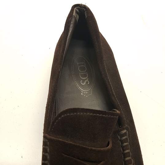 Tod's Brown Suede Driving Penny Loafers Men's Size 9 image number 9