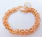Judith Ripka Designer 925 Rose Vermeil Cubic Zirconia Byzantine Chain Heart Charm Bracelet 20.3g image number 1