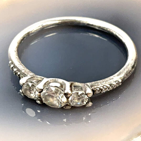 Designer Pandora S925 ALE 56 Sterling Silver Sparkle Three Stone Ring image number 2