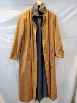 Reversible Gray/Tan Full Button Down Long Trench Coat Jacket
