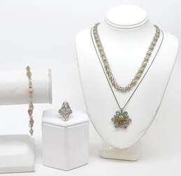 Bali & Asropa 925 Moonstone Stone Bead Star Of David Necklace & Jewelry 29.0g