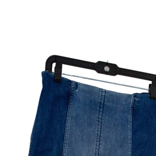 Womens Blue Denim Stretch Back Zip Flat Front Classic Mini Skirt Size 12 image number 3