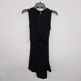 Black Open Front Side Ruched Sleeveless Dress