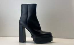 ZARA Black Chunky Platform Heel Ankle Zip Boots Size 41