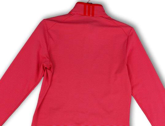 Womens Pink Striped Mock Neck Long Sleeve Full-Zip Athletic Jacket Size M image number 4