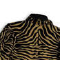 NWT Womens Black Beige Animal Print 3/4 Sleeve Collared Blouse Top Size XS image number 4
