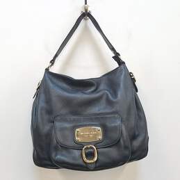 Michael Kors Hudson Hobo Black Leather Shoulder Pocket Tote Bag