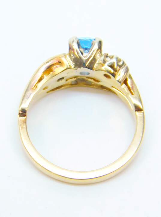 Vintage 14K White Gold 0.21 CTTW Diamond & Blue Spinel Ring 4.5g image number 4