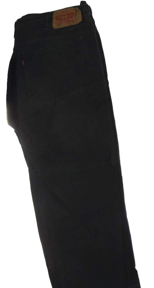 Men's Blue 501 Dark Wash Denim Stretch Straight Leg Jeans Size 42X32 image number 3