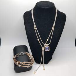 Brighton Square Pendant and Faux Pearl Necklaces and Bracelet Jewelry Collection