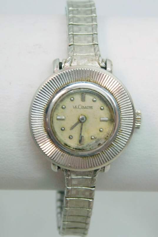 Ladies Vintage LeCoultre 14K White Gold Case Gold Filled Top Band Wrist Watch 19.9g image number 1